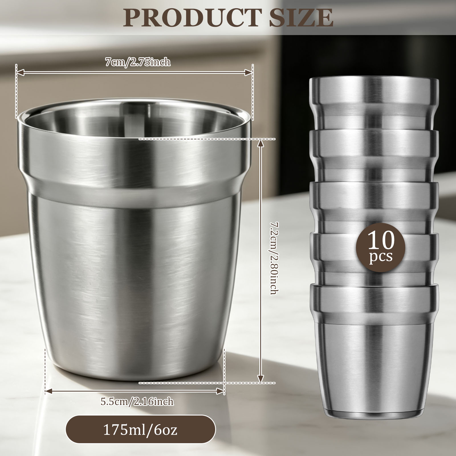 5/10Pcs Stainless Steel Stacka - đánh giá và giá Double Wall Mug