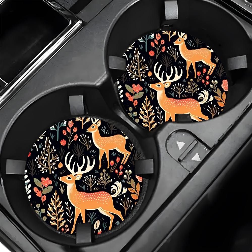 2 Deer Print Car Coasters - Su - đánh giá và giá Coffee Tea Etc